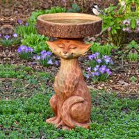 Fox Bird Feeder Resin Statue Figurine Decoration Animal Living Room Candy Plate Storage Garden Home Decor