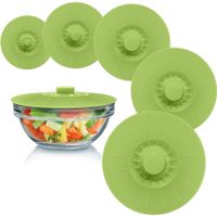 Silicone Lids,Set Of 5 Lids For Bowls, Pots, Casseroles,Green