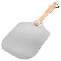 Aluminum Metal Pizza Peel with Foldable Wooden Handle 12x14 Inch Pizza Spatula for Oven,Baking Homemade Pizza Bread