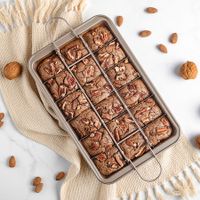 Brownie Pan with Non-Stick Dividers and Brownie Cutters, Make 18 Pre-Sliced ??Brownies at Once, Perfect Individual Brownie Baking Pan