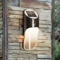 Solar Powered Motion Sensor LED Lights for Walls 15 Integrated LEDs, Wireless Waterproof Outdoor Lights( Warm Light-Black)