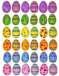 36 PCS Plastic Printed Bright Easter Eggs,4.2*6cm for Easter Hunt, Basket Stuffers Fillers, Classroom Prize Supplies, Filling Treats and Party Favor