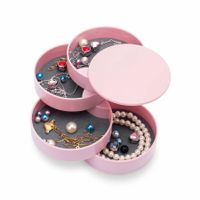 2 PCS Pink-Jewelry Storage Box 4-Layer Rotatable Jewelry Accessory Storage Tray with Lid for Rings Bracelets