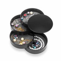 2pcs Black-Jewelry Storage Box 4-Layer Rotatable Jewelry Accessory Storage Tray with Lid for Rings Bracelets