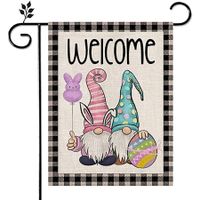 Easter Garden Flag, Floral Gnomes Double Sided Vertical Rustic Farmhouse Yard Outdoor Seasonal Decoration 12x18 Inch