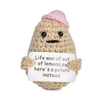 Mini Funny Positive Potato,3 Inch Knitted Crochet Doll,Ideal for Cheer Up,Encouragement,Room Decor,Gifts for Friends,Lovers,Valentine's Day (Pink)