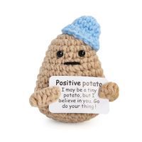 Mini Funny Positive Potato,3 Inch Knitted Crochet Doll,Ideal for Cheer Up,Encouragement,Room Decor,Gifts for Friends,Lovers,Valentine's Day (blue)