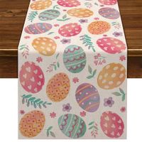 Happy Easter Linen Table Runner for Spring Easter Egg Decor Farmhouse Dining Kitchen Tabletop Decoration (13 x 72 Inch)