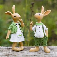 Rabbit Ornament Decor Resin Crafts Outdoor Statues Bunny Model Easter Decoration