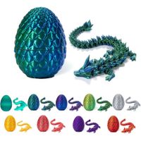 3D Printed Dragon in Egg,Full Articulated Dragon Crystal Dragon with Dragon Egg,Flexible Joints Home Decor Executive Desk Toys,Home Office Decor Executive Desk Toys (Laser Green)