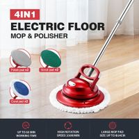 4 in 1 Floor Spin Mop Cordless Electric Spinning Cleaner Scrubber Polisher Sweeper Waxer Washer Cleaning Machine with Pad for Tile Wood Marble