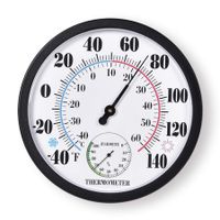 25CM Indoor Outdoor Thermometer Large Numbers Wall Thermometer Hygrometer Garden Decoration (Black)
