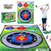 Golf Chipping Game Mat Set,Chip Games Sticky Practice Indoor Outdoor Backyard Garden Golf Chip and Stick Golf Game with Golf Practice Mats