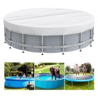 12FT Solar Pool Covers for Above Ground Pools, Waterproof and Dustproof, Pool Cover with Drawstring to Improve Fit with Pool (Silver)