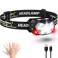 9 LED Headlamp Rechargeable Adjustable  Headlight Motion Sensor Head Lamp Flashlight with White Red Light for Outdoor Hiking