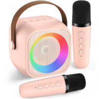 Karaoke Machine for Kids,Karaoke Gifts for Girls Ages 3+ Year Old Birthday Party,Christmas Toys Gift for Girls (Pink,2 mic)
