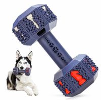 Dog Chew Toys for Chewer Indestructible Interactive Dental Toys for Training and Cleaning Teeth Dumbbell Dispensing Toy for Small Dogs-Size M
