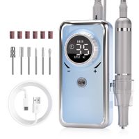 Electric Nail Drill-35000RPM Portable Acrylic Gel Polish Remover Nail Drill Machine with 6 Nail Bits,Professional Manicure Pedicure Polishing Tools for Home Salon,Blue