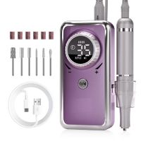 Electric Nail Drill-35000RPM Portable Acrylic Gel Polish Remover Nail Drill Machine with 6 Nail Bits,Professional Manicure Pedicure Polishing Tools for Home Salon,Purple
