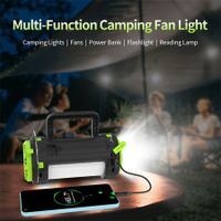 5-in-1 Rechargeable LED Camping Lantern with Fans Portable Flashlights Waterproof Hurricane Lanterns for Emergency, Outdoor,Power Outage
