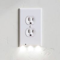 2 Pack -Round Snap-on Outlet Plate with Built-in LED Wall Plate Night Light - Turn NightLight On/Off Automatically