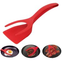 Spatula Made of Nylon with Non-Stick Coating for Pancakes, Hamburgers, EggsTurners Grip and Flip Spatula Bread Tongs-Red