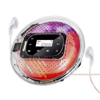 Portable CD Player with 3.5mm Wired Headphones Small Music Player Support TF Card Digital Display Touch Button