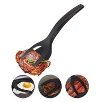 Spatula Made of Nylon with Non-Stick Coating for Pancakes, Hamburgers, EggsTurners Grip and Flip Spatula Bread Tongs-Black
