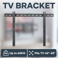 Wall Mount TV Stand Television Mounting Bracket Holder Base Hanger Black Modern Fits 40 to 65 Inches
