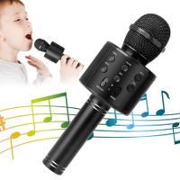 Wireless Bluetooth Kids Karaoke Microphone, 5 in 1 Portable Handheld Microphone with Adjustable Remix FM Radio for Boys Girls Birthday (Black)