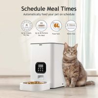 Automatic Cat Feeder WiFi Smart Pet Feeder with APP Control for Remote Feeding Timed Pet Feeder Dry Food Dispenser For Cats and Dogs (White-6L)