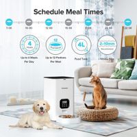 Automatic Cat Feeder WiFi Smart Pet Feeder with APP Control for Remote Feeding Timed Pet Feeder Dry Food Dispenser For Cats and Dogs (White-4L)