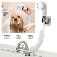 Sink Faucet Sprayer Attachment Hair Pet Rinser Showerhead with Stop Water-Saving Function (White)