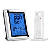 Wireless Indoor Outdoor Thermometer with 1 Remote Sensor, Home Room Thermometer, Greenhouse Temperature and Humidity Monitor