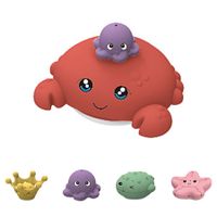 Bath Toy with 4 Water Spray(Random Color)Modes Light Up Octopus Bathtub Toys Auto-Rotating Water Sprinkler Pool Toys Color Red