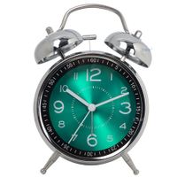 Loud Alarm Clock for Heavy Sleepers Double Bell Retro 4.5 Inch Silent Non Ticking Quartz with Backlight Metal Dial Alarm Clock for Bedrooms Bedside (Green)