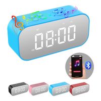 Alarm Clock for Bedroom/Office, Small Digital Clock with Bluetooth Speaker, Desk Clock with Dual Alarm, Snooze, Mirror LED Display (Blue)