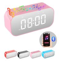 Alarm Clock for Bedroom/Office, Small Digital Clock with Bluetooth Speaker, Desk Clock with Dual Alarm, Snooze, Mirror LED Display (Pink)