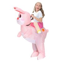 120140cm Easter Inflatable Pink Bunny Costume for Men Women, Party Dress Up Riding Rabbit Blow up Costumes  Kids