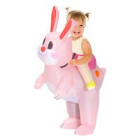 100120cm Easter Inflatable Pink Bunny Costume for Men Women, Party Dress Up Riding Rabbit Blow up Costumes  Kids