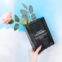 Bookend Vase for Flowers,Cute Bookshelf Decor,Unique Vase for Book Lovers Gifts,Artistic & Cultural Flavor Acrylic Flower Vase for Bedroom & Home Office Decor,A Book About Flowers (Black)