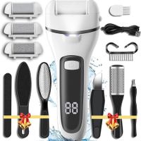 Callus Remover for Feet,13-in-1 Professional Pedicure Tools Foot Care Kit,Foot Scrubber Electric Feet File Pedi for Hard Cracked Dry Dead Skin,3 Rollers,2 Speed,Battery Display (White)