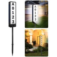Solar Address Sign,Solar House Number Sign for Outside Waterproof,Warm/Cool White Lighted House Numbers LED Solar Powered Address Plaques Driveway Marker for Home Yard Street