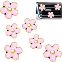 6 Pcs Daisy Flower Air Vent Clip Air Freshener Outlet Clip Car Air Conditioning Clip Charm Car Inter Decor(Pink,3 cm,3.3 cm)