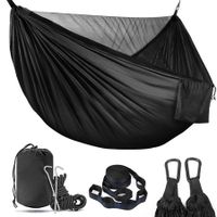 Camping Hammock,Lightweight Double Hammock,Hold Up to 772lbs,Portable Hammocks for Indoor,Outdoor,Hiking,Camping,Backpacking,Travel,Backyard,Beach（Black）