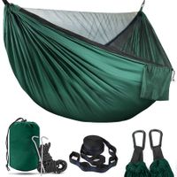 Camping Hammock,Lightweight Double Hammock,Hold Up to 772lbs,Portable Hammocks for Indoor,Outdoor,Hiking,Camping,Backpacking,Travel,Backyard,Beach（Dark Green）
