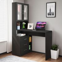 Computer Office Desk Bookcase Study Gamer Writing Laptop Table Wooden Storage Organiser Furniture with Drawers Cabinets