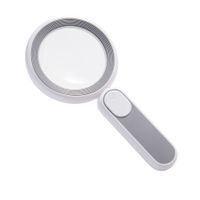 Handheld Illuminated Magnifying Lens whit 21 LED 3 Modes Illuminated Book Magnifying Glass for Kids Seniors Reading Inspection (Greyish White)