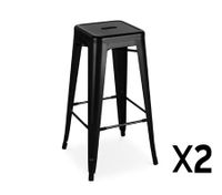 Set of 2 Tall Metal Bar Stools-black
