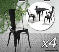 Set of 4 Metal-Style Dining Chair - Gloss Black